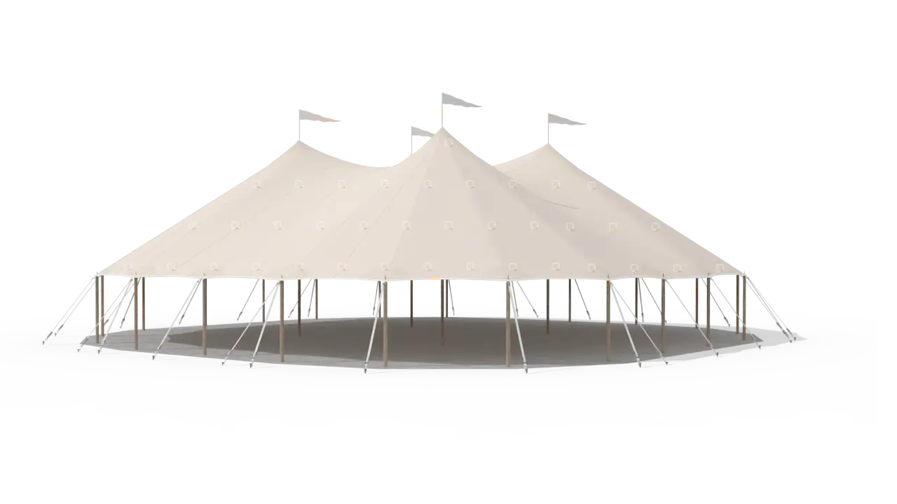 Large 20m × 20m Qtents sailcloth tent — Bell Tent Sussex commercial supply